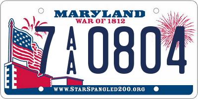 MD license plate 7AA0804