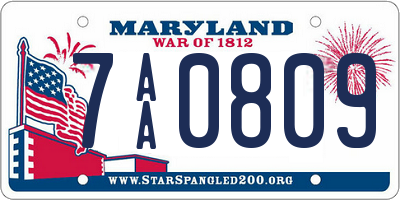 MD license plate 7AA0809
