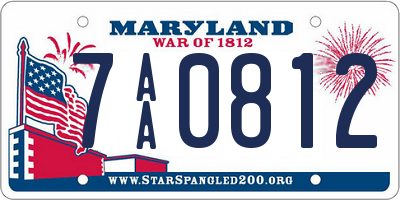 MD license plate 7AA0812