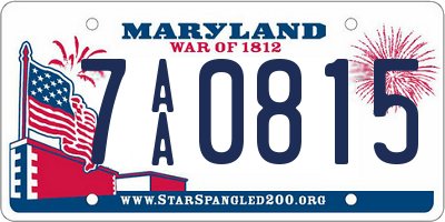 MD license plate 7AA0815