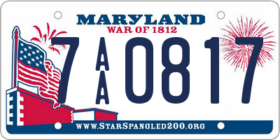MD license plate 7AA0817