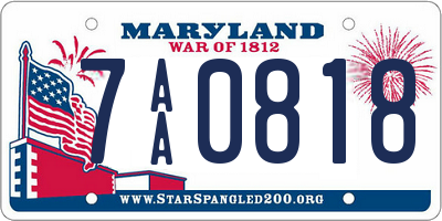 MD license plate 7AA0818