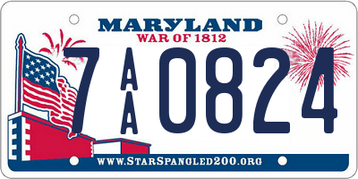 MD license plate 7AA0824