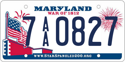 MD license plate 7AA0827