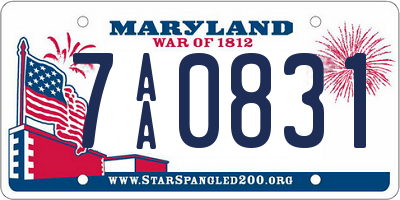 MD license plate 7AA0831