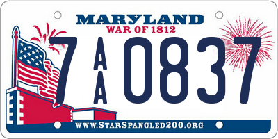 MD license plate 7AA0837