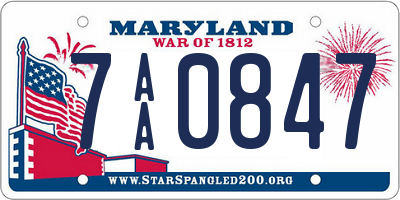 MD license plate 7AA0847