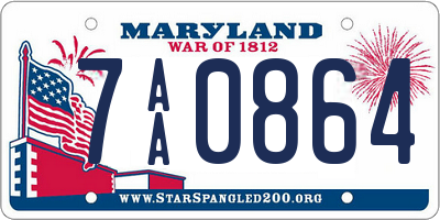 MD license plate 7AA0864