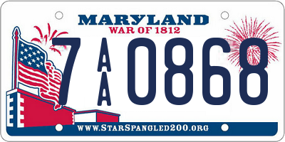 MD license plate 7AA0868