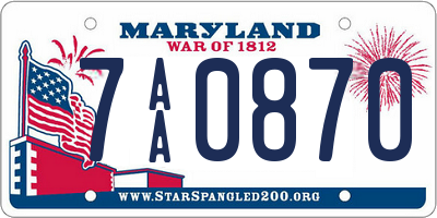 MD license plate 7AA0870