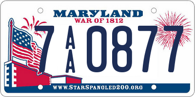 MD license plate 7AA0877