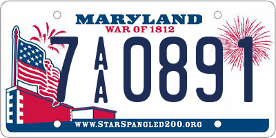 MD license plate 7AA0891