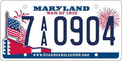 MD license plate 7AA0904