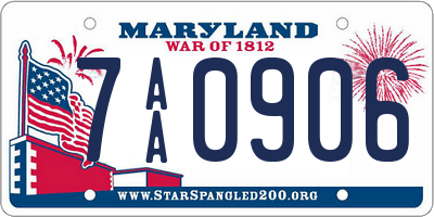 MD license plate 7AA0906