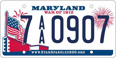 MD license plate 7AA0907