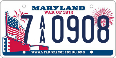 MD license plate 7AA0908