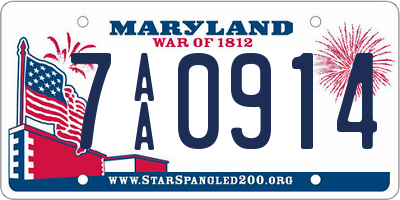 MD license plate 7AA0914