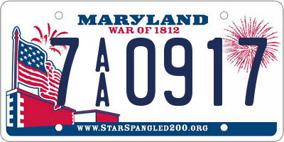 MD license plate 7AA0917