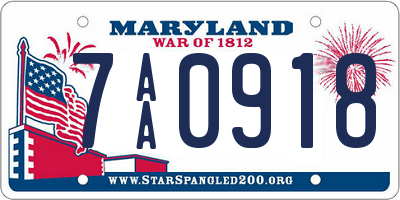 MD license plate 7AA0918