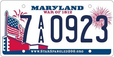 MD license plate 7AA0923