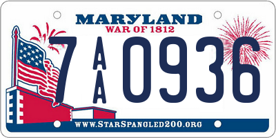 MD license plate 7AA0936