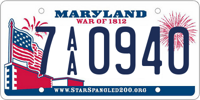 MD license plate 7AA0940