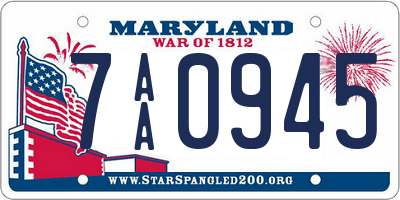 MD license plate 7AA0945