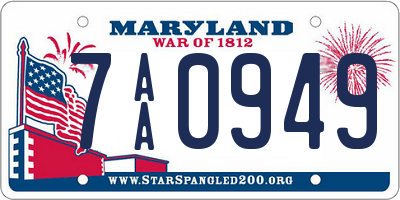 MD license plate 7AA0949