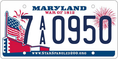 MD license plate 7AA0950