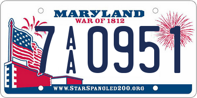 MD license plate 7AA0951