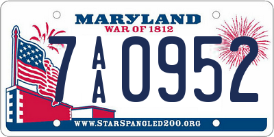 MD license plate 7AA0952