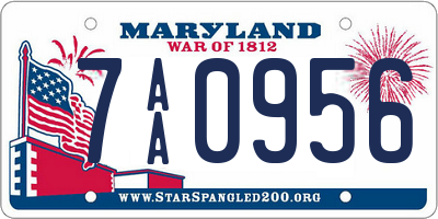 MD license plate 7AA0956