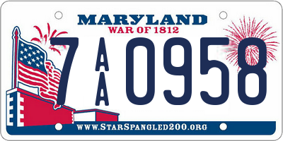 MD license plate 7AA0958