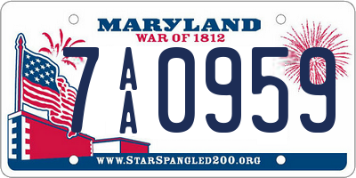 MD license plate 7AA0959