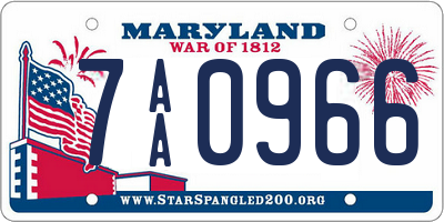 MD license plate 7AA0966