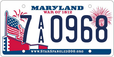 MD license plate 7AA0968