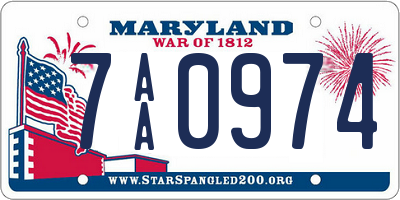MD license plate 7AA0974