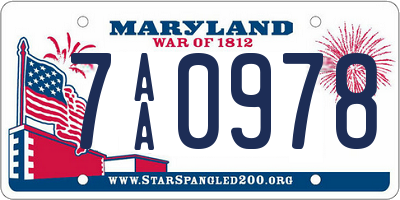 MD license plate 7AA0978