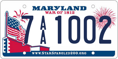 MD license plate 7AA1002