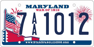 MD license plate 7AA1012