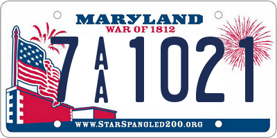 MD license plate 7AA1021