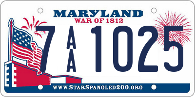 MD license plate 7AA1025