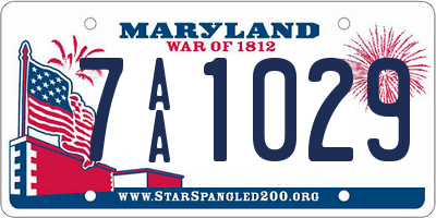 MD license plate 7AA1029
