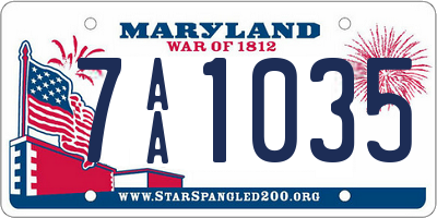 MD license plate 7AA1035