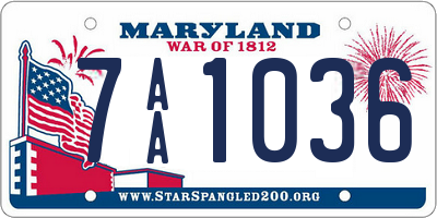 MD license plate 7AA1036