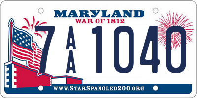 MD license plate 7AA1040