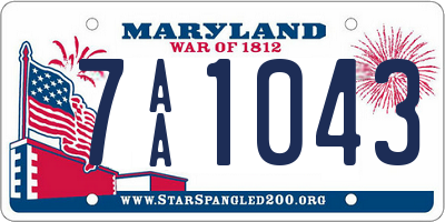 MD license plate 7AA1043
