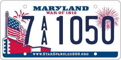 MD license plate 7AA1050