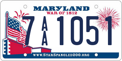 MD license plate 7AA1051