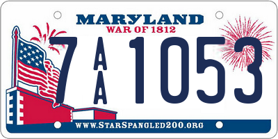 MD license plate 7AA1053